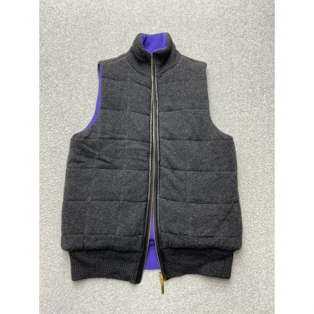 Tory Burch Vest Womens XS Gray Wool Cashmere Quilted Puffer Zip